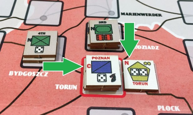 One of the many costly German attacks on Torun fortress. Wehrmacht losses 3 steps, Polish forces 2.