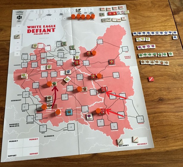 Turn 7-8: VPs at 7. There is still hope! Germans take Lodz, Soviets are kept near Lomza, Lwow falls but north is free!