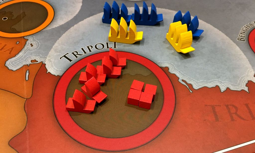 First things first - the blockade of corsairs in Tripoli starts.