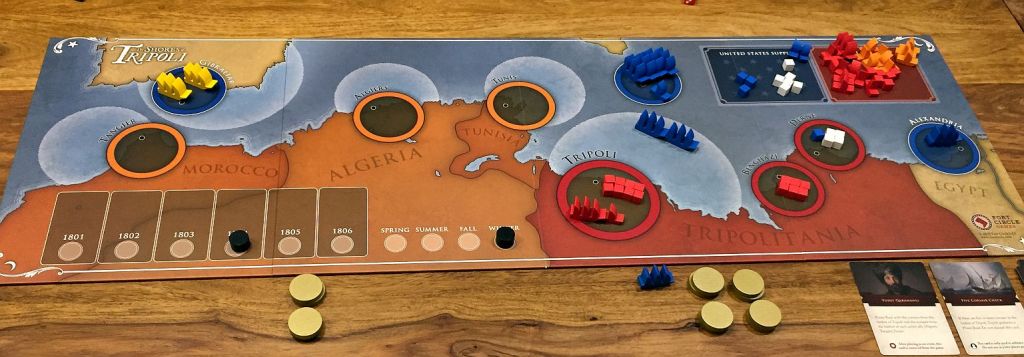 End of 1804 - pirates (Jakub) already sunk one frigate and plundered 8 coins out of 12. Americans (Natan) progress with his land army and also built strong fleet.