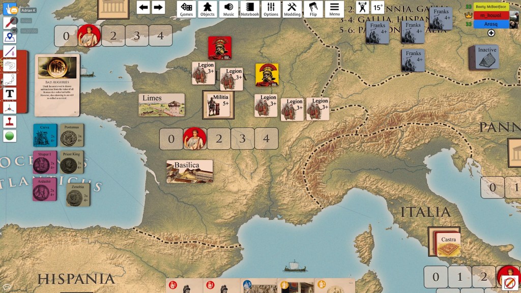 My well-developing Gallic capital - a springboard to Italy - was in the end attacked by Adrian but I repelled the incursion!