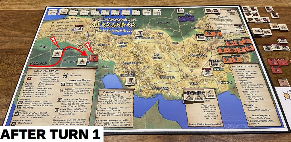 Turn 1 - and the first two pivotal areas conquered.