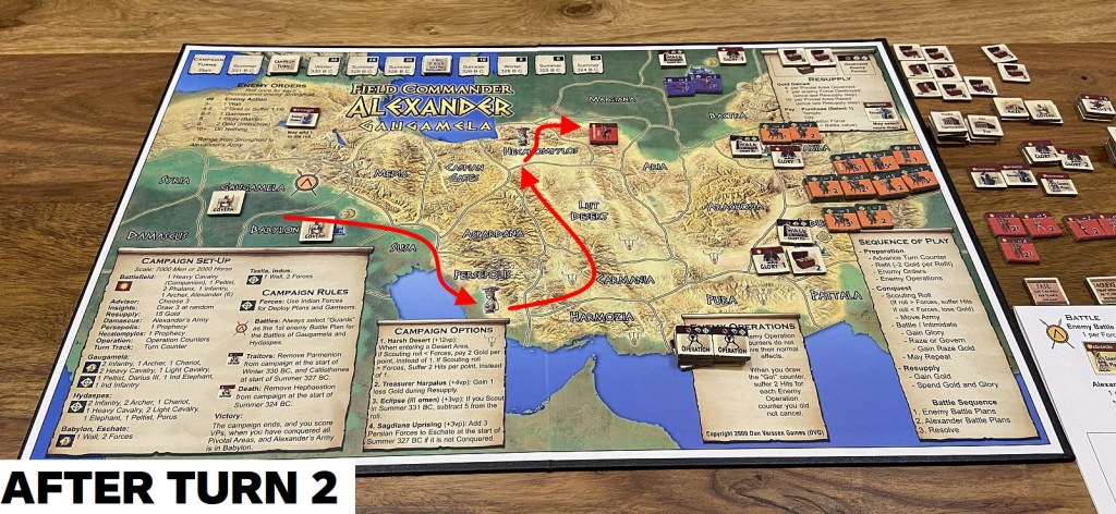 Turn 2 - the road through desert is very exhausting, especially if you pick-up Prophecies!