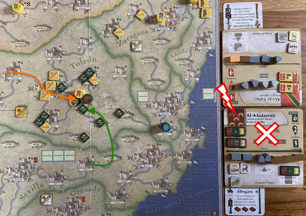 Al-Mutamid bravely ravages large part of Toledo Taifa but is intercepted by Alvar and crushed after fierce battle.
