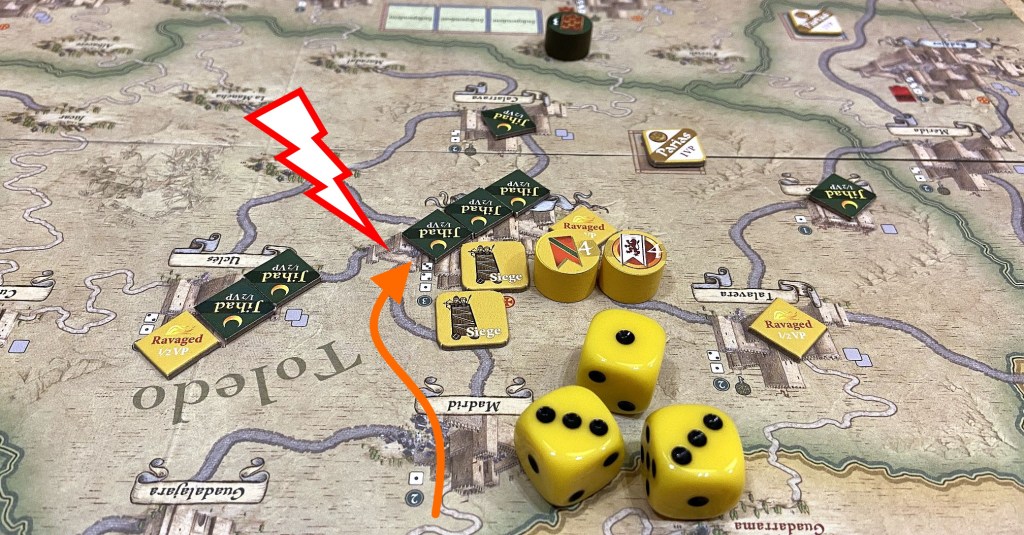 Here it comes - Alfonso with Battering Ram quickly overcomes Toledo defenses!