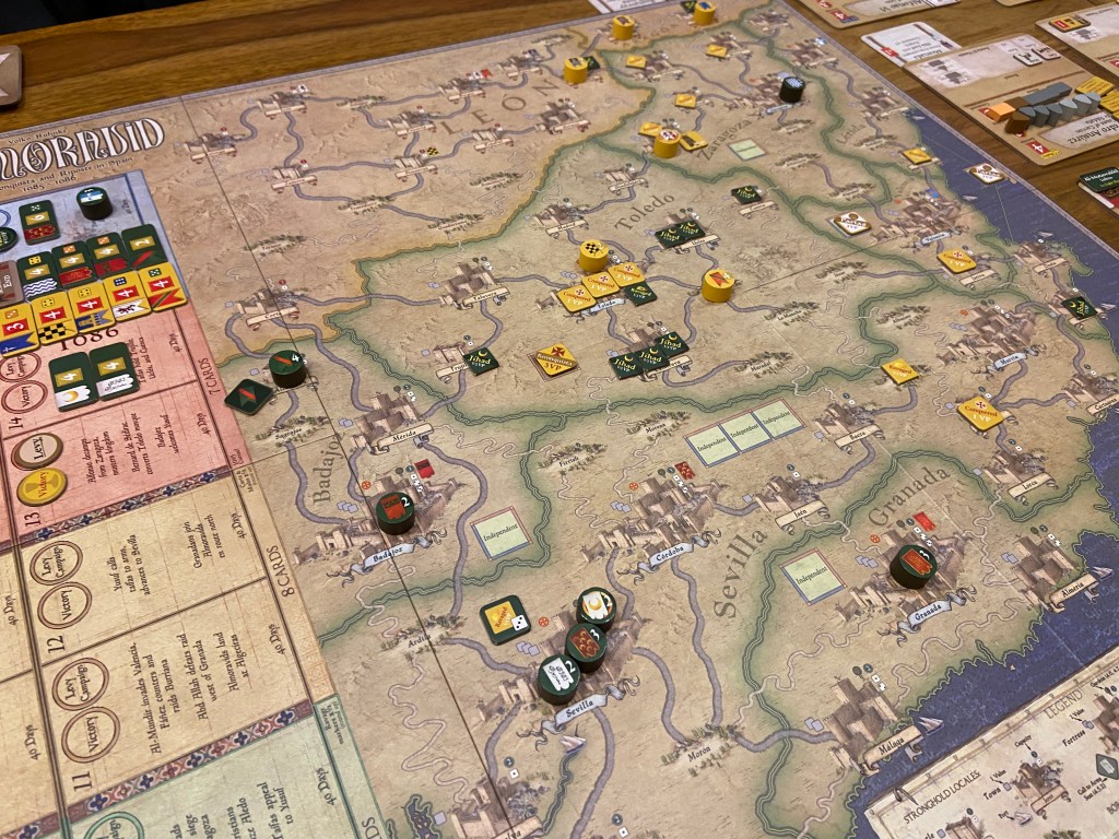 After first Turn Africans moved to Sevilla while Zaragoza was abandoned by Alfonso. Toledo is reinforced by two Christian leaders.