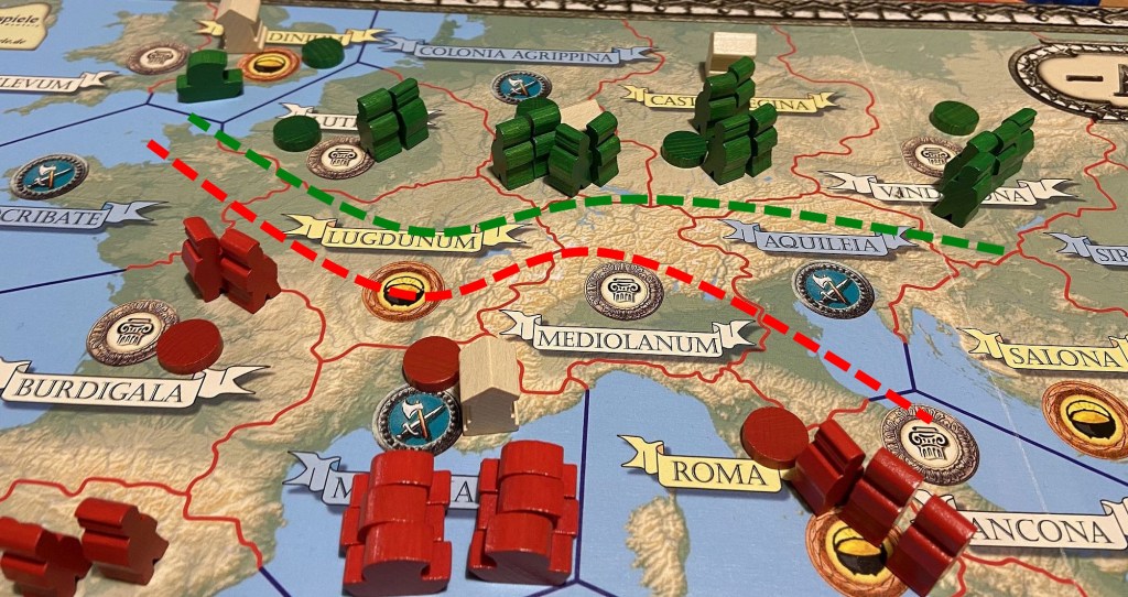 Demarcation line ("limes") between Rome and Germans in the North.