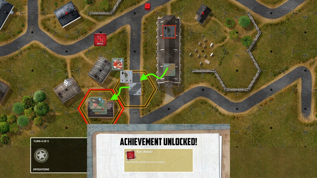 Then I initiated my own melee, but as it was not going to well - I withdrew (successfully, unlocking achievement!)