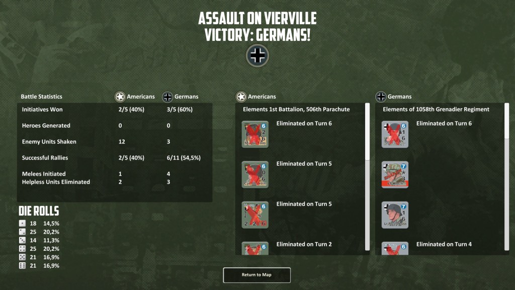Summary screen - another victory for my team!
